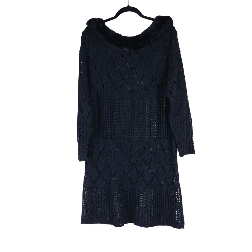 Mitika Women’s Large Black Lace Dress Vintage 90s Wool Elegant Night Preppy